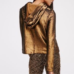 Free people sequin hoodie size small